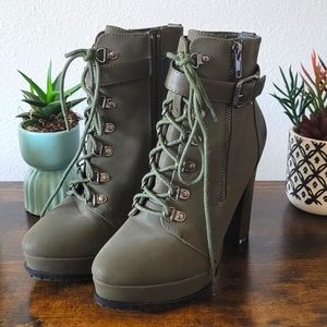 Olive Heeled Booties